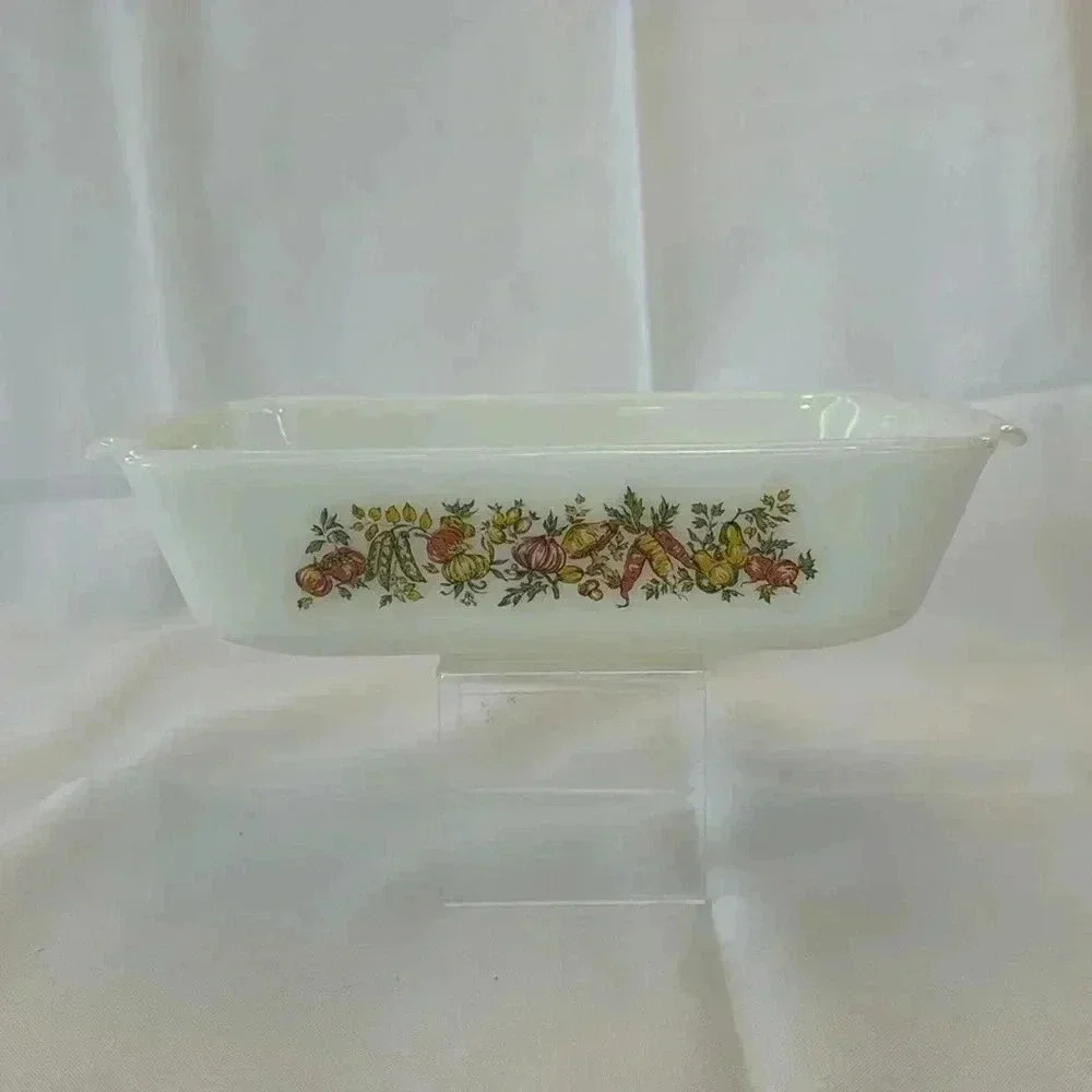 Vtg Fire King by Anchor Hocking 1 QT Loaf Pan Bakeware Dish Harvest Vegetable